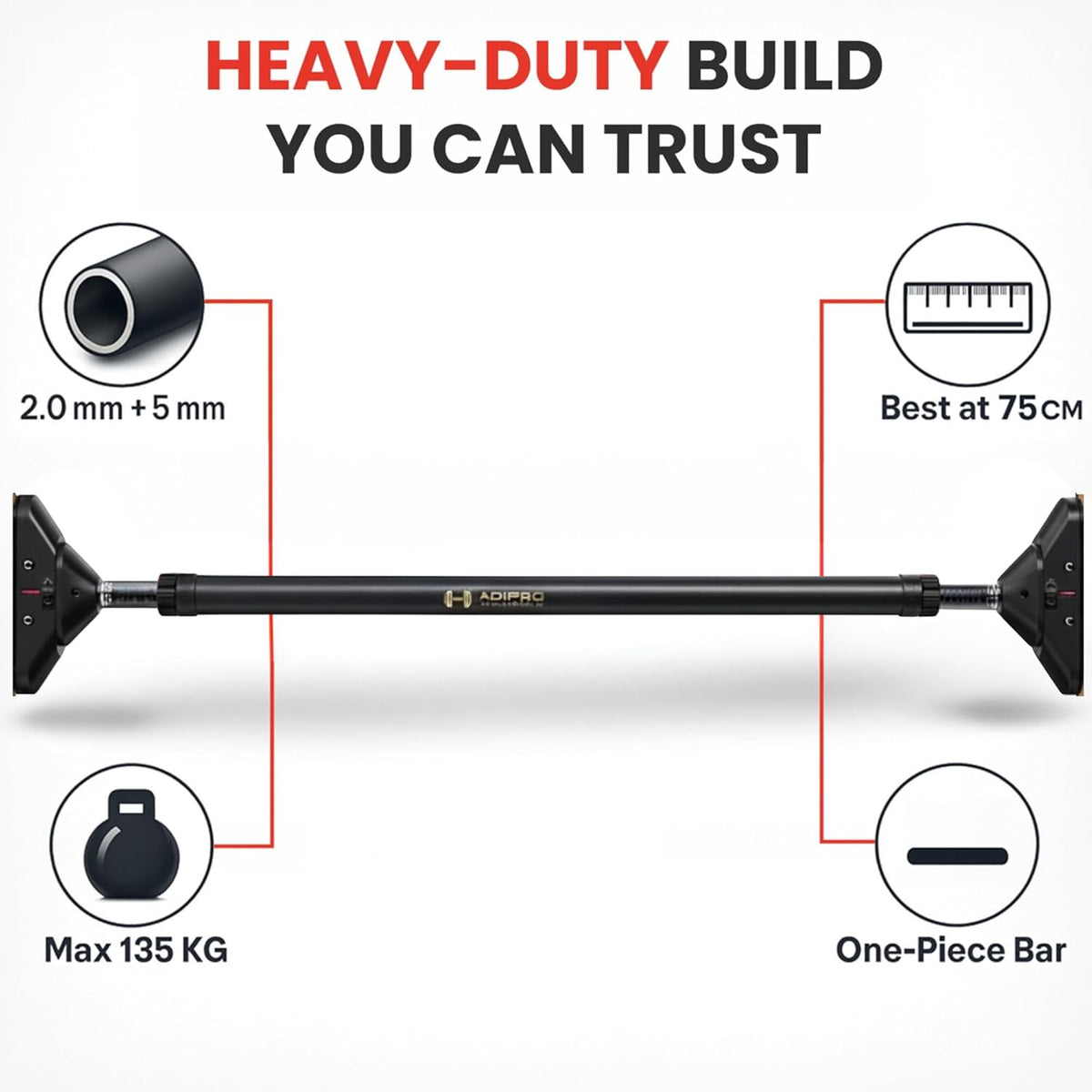 Adipro® Premium Adjustable Home Gym Pull up Bar for Adults