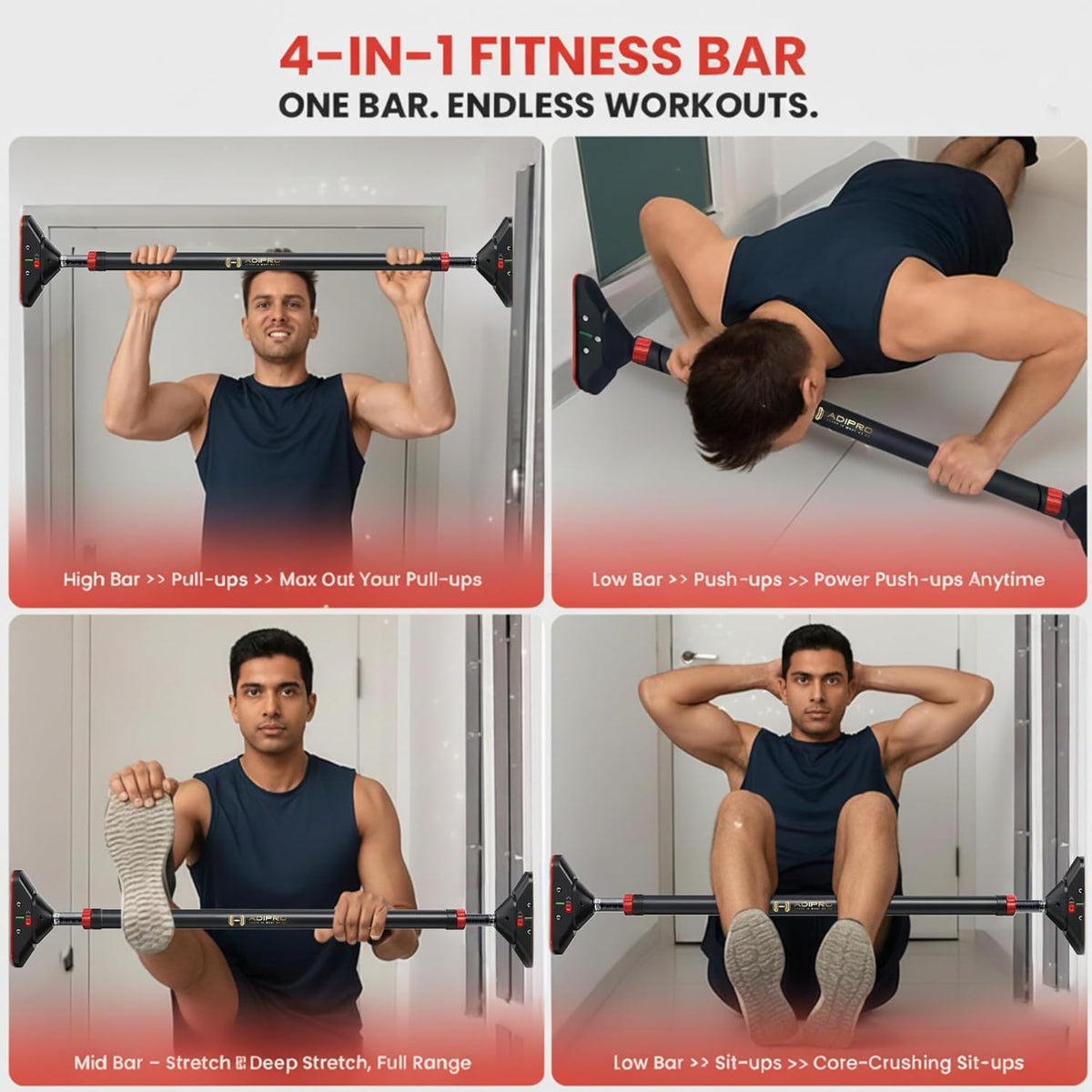 Adipro® Premium Adjustable Home Gym Pull up Bar for Adults