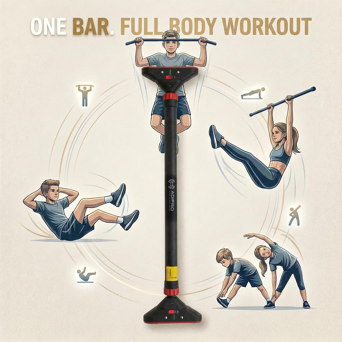 Adipro® Premium Adjustable Home Gym Pull up Bar for Kids